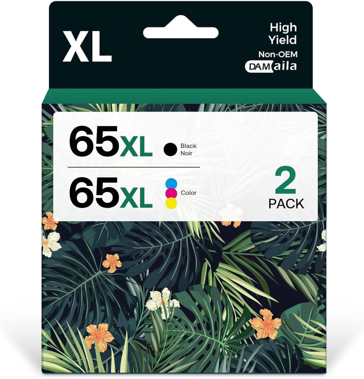 دي ايه ام ايلا خراطيش حبر 65XL بديلة لحبر اتش بي 65XL تعمل مع اتش بي 65 5000 5052 5010 5055 5070 5014 2652 2655 2622 2640 3755 3700 3772 2600 3752 ter(2 حزمة)