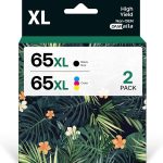 دي ايه ام ايلا خراطيش حبر 65XL بديلة لحبر اتش بي 65XL تعمل مع اتش بي 65 5000 5052 5010 5055 5070 5014 2652 2655 2622 2640 3755 3700 3772 2600 3752 ter(2 حزمة)