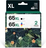 دي ايه ام ايلا خراطيش حبر 65XL بديلة لحبر اتش بي 65XL تعمل مع اتش بي 65 5000 5052 5010 5055 5070 5014 2652 2655 2622 2640 3755 3700 3772 2600 3752 ter(2 حزمة)
