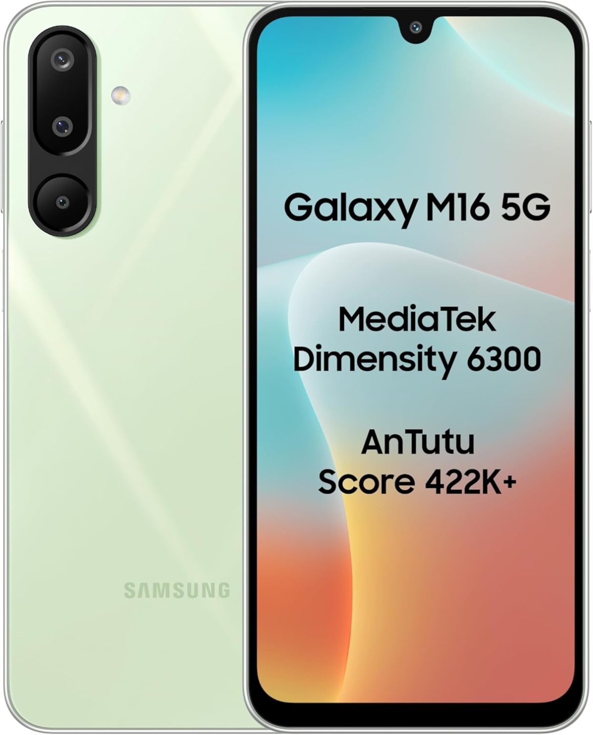 سامسونج جوال جالكسي M16 5G (اخضر مينت، ذاكرة RAM 8GB، تخزين 128GB) | ثنائي شرائح الاتصال | ميديا تيك ديمنستي 6300 | كاميرا ثلاثية 50MP | بطارية 5000mAh | شاشة AMOLED FHD+ | 6 سنوات من التحديثات