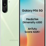 سامسونج جوال جالكسي M16 5G (اخضر مينت، ذاكرة RAM 8GB، تخزين 128GB) | ثنائي شرائح الاتصال | ميديا تيك ديمنستي 6300 | كاميرا ثلاثية 50MP | بطارية 5000mAh | شاشة AMOLED FHD+ | 6 سنوات من التحديثات
