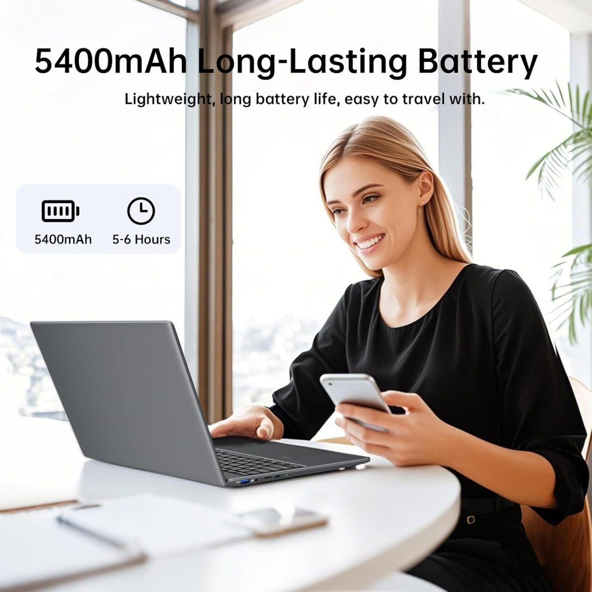 ⁦ايركسوان لابتوب بشاشة مزدوجة 15.6 انش + شاشة لمس 7 انش وذاكرة RAM 16GB وSSD 512GB ومعالج انتل N100 الجيل 12 (حتى 3.4GHz) وويندوز 11 وكيبورد باضاءة خلفية وبصمة اصبع⁩ - الصورة ⁦8⁩
