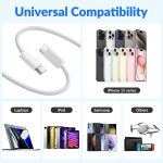 ⁦ون تو فور كيبل USB C الى USB C مضفر 60 واط، سلك شحن اسرع لتوصيل الطاقة، متوافق مع ايفون 15/15 برو/15 بلس/15 برو ماكس، ايباد ميني/برو، ماك بوك برو/اير، ابيض⁩ - الصورة ⁦5⁩
