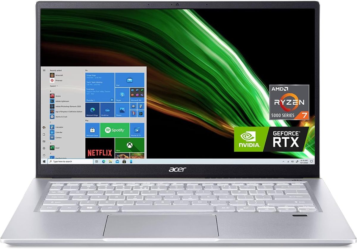 ايسر لابتوب سويفت اكس SFX14-41G-R1S6 كريتور بشاشة 14 انش FHD 100% sRGB ومعالج AMD رايزن 7 5800U وبطاقة رسومات انفيديا RTX 3050Ti وLPDDR4X 16GB وSSD 512GB وواي فاي 6 وكيبورد باضاءة خلفية وامازون اليكسا