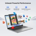 ⁦لابتوب 15.6 انش مع ذاكرة RAM 8GB وSSD 256GB وشاشة sRGB 100% ومعالج سيليرون N4000 (حتى 2.6GHz) نوت بوك ام اس اوفيس 2024 وواي فاي ثنائي النطاق وبلوتوث 4.2 وHDMI وويندوز 11 برو وعمر بطارية طويل من واي⁩ - الصورة ⁦4⁩