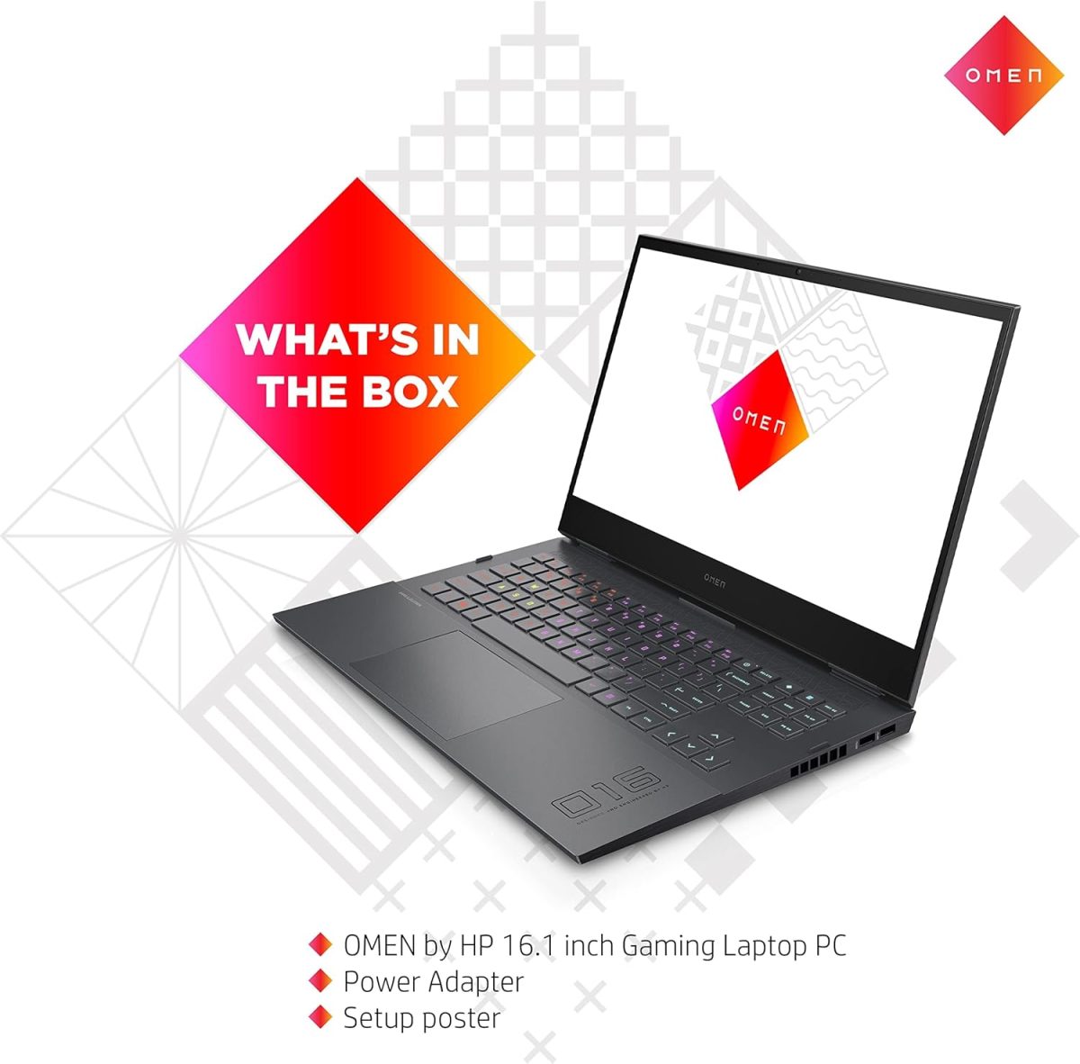⁦لابتوب العاب اومن 16-c0009ne بشاشة FHD 16.1 انش وAMD رايزن™ 7 و16GB RAM وSSD 1 TB وAMD راديون ™ RX 6600M 8GB، ويندوز 10، كيبورد انجليزي - عربي، فضي من اتش بي⁩ - الصورة ⁦7⁩