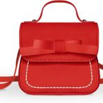 مابلوس شنطة كتف للبنات الصغيرات مع عقدة فيونكة، شنطة صغيرة بغطاء قلاب ومحفظة، شنطة كروس للبنات والاطفال الصغار من سن 2-5 سنوات، الطول 80-110 سم/31.5-43.3 انش (احمر)