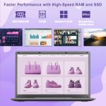 ⁦لابتوب 2025 17 17.3 انش HD+ للطلاب والاعمال، 16GB DDR5 RAM، 1TB SSD، انتل رباعي النواة N100 (يتفوق على i3-1115G4، حتى 3.4GHz)، كيبورد باضاءة خلفية، بصمة اصبع، نوع C، مايكروسوفت اوفيس، ويندوز 11 برو⁩ - الصورة ⁦4⁩