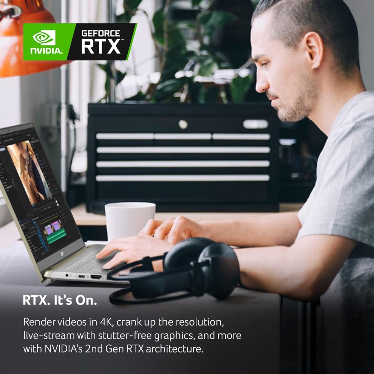 ⁦ايسر لابتوب سويفت اكس SFX14-41G-R1S6 كريتور بشاشة 14 انش FHD 100% sRGB ومعالج AMD رايزن 7 5800U وبطاقة رسومات انفيديا RTX 3050Ti وLPDDR4X 16GB وSSD 512GB وواي فاي 6 وكيبورد باضاءة خلفية وامازون اليكسا⁩ - الصورة ⁦3⁩