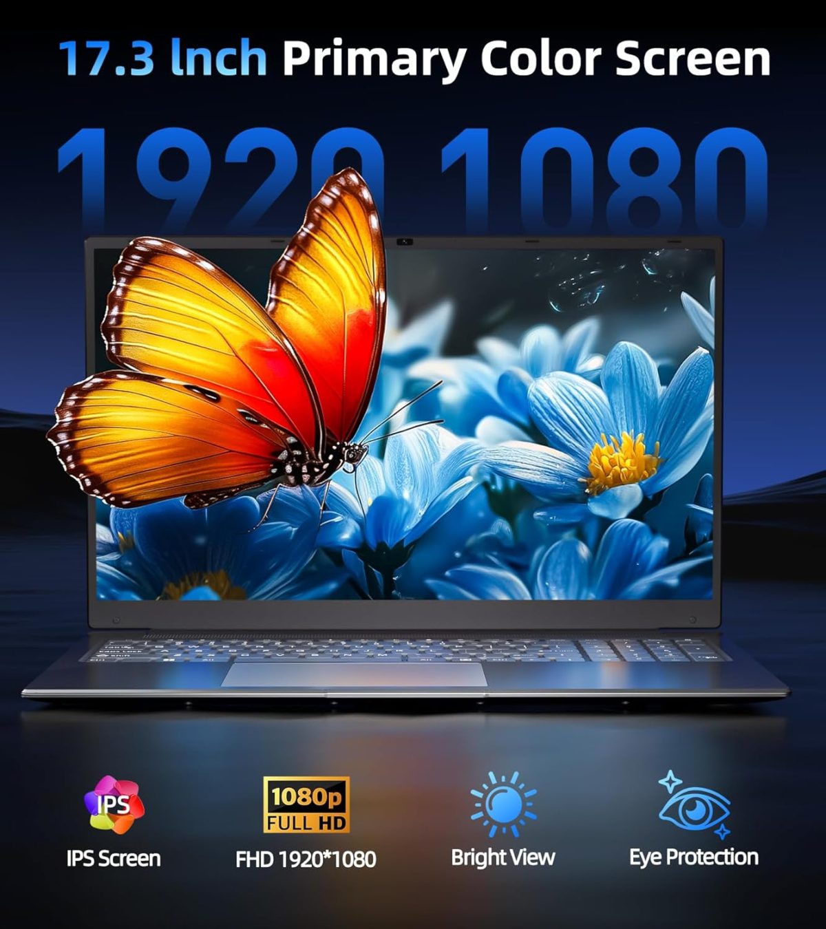 ⁦لابتوب ناكلود ويندوز 11، لابتوب 17.3 انش مع معالج كور i3، 4GB DDR3 128GB SSD، بطارية 60800mWh FHD، شاشة IPS نوع C، HDMI، واي فاي 5G، بلوتوث 4.2، كاميرا ويب، USB3.2⁩ - الصورة ⁦2⁩