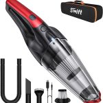 سويفت مكنسة كهربائية لاسلكية محمولة للسيارة، مكنسة كهربائية محمولة للسيارة مع شاشة LED، قابلة لاعادة الشحن لتنظيف السيارة والمنزل والمكتب