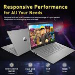 ⁦HP لابتوب كروم بوك 14 انش HD فلاجشيب للطلاب والاعمال، معالج سيليرون رباعي النواة N4120، ذاكرة RAM 4GB، تخزين 192GB (64GB eMMC + بطاقة 128GB)، كاميرا ويب، واي فاي، بطارية طويلة، كروم OS+ ملحق هابكسيل⁩ - الصورة ⁦4⁩