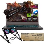 MSI لابتوب العاب A15 B8VF VR-Ready AI رفيع للغاية، 15.6 FHD 144Hz، ايه اي ام دي رايزن 9 8945HS، انفيديا جيفورس RTX 4060، 32GB DDR5 RAM، 1TB SSD، تعزيز التبريد، حزمة مع مبرد PCO نوت بوك قابل للطي، مبرد