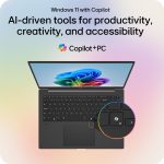 ⁦LG لابتوب جرام رفيع وخفيف الوزن 16 انش، كوبايلوت + كمبيوتر، اصدار انتل ايفو مدعوم بمعالج انتل كور الترا9 288 فولت، ويندوز 11 هوم، ذاكرة RAM 32GB، SSD 2TB، اسود اوبسيديان⁩ - الصورة ⁦3⁩