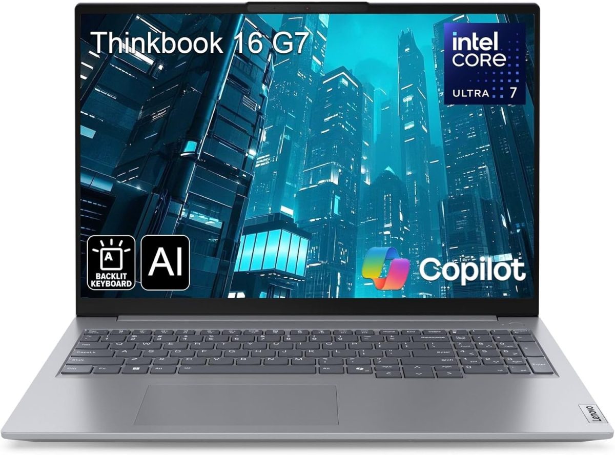 لينوفو لابتوب ثينك بوك 16 G7 للاعمال بشاشة 16 انش FHD+ ومعالج انتل الترا 7 155H 16 نواة (افضل من i7-13705H) وبطاقة رسومات قوس وRAM DDR5 32GB وSSD PCIe 1TB وواي فاي 6E وكيبورد باضاءة خلفية وويندوز 11