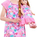 MHJY Girls Nightgowns Lace Girl and Doll Matching Pajamas Toddler Night Sleepwear Night Dress for Girls and 18" Dolls Clothes