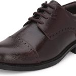 بيروود حذاء رسمي من الجلد برباط للرجال بلون بني