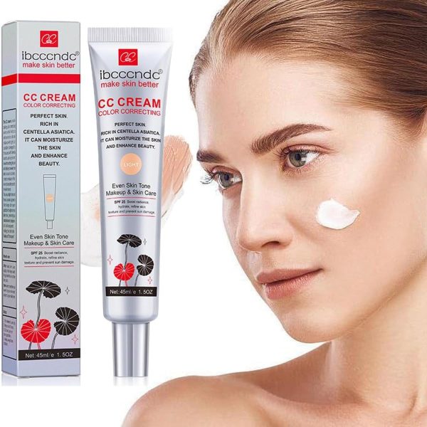 LBOYLOVE® Color Correcting CC Cream with SPF 25, Coverage Lightweight Foundation, Hydrating Serum, Even Skin Tone Makeup and Skin Care, Boost Radiance, Refine Skin Texture, Avoid Sun Damage (Light)