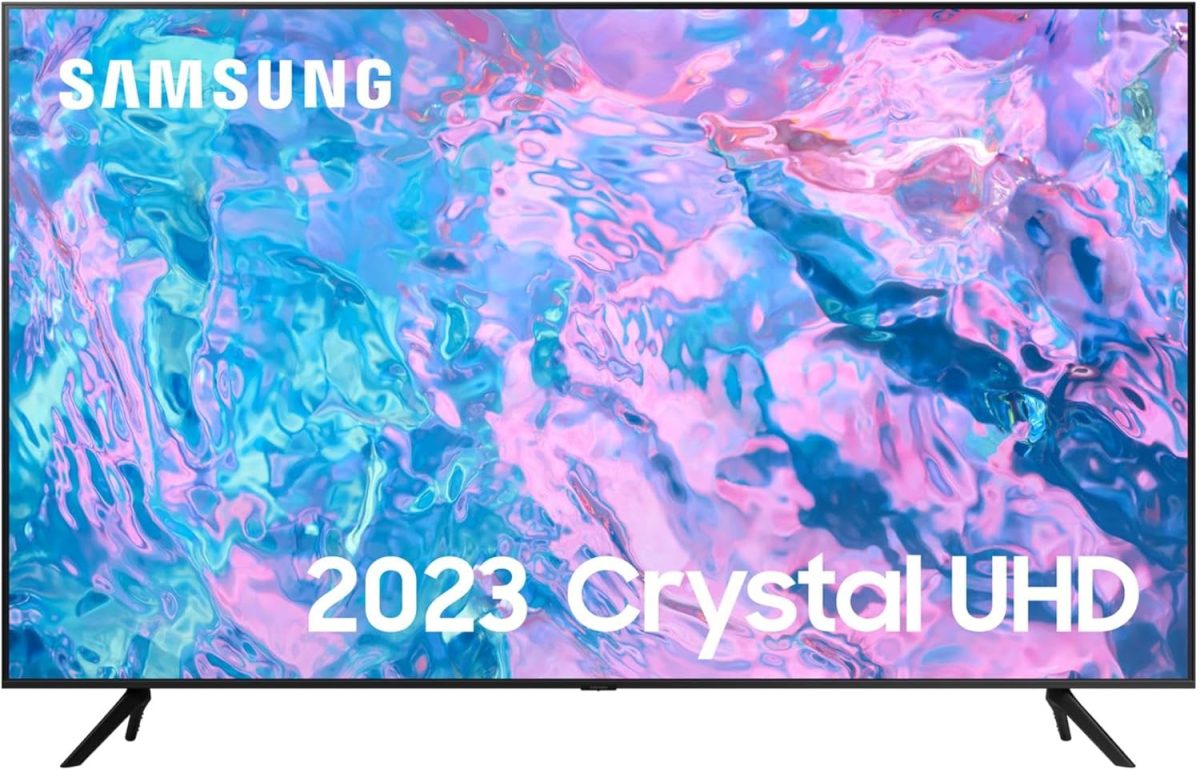 سامسونج تلفزيون ذكي CU7100 UHD HDR 65 بوصة (2023) - معالج كريستال 4 كيه، صوت تكيفي، بوركولور، موزع تلفزيون العاب مدمج، بث التلفزيون الذكي وتطبيقات مكالمات الفيديو ومحسن تباين الصور