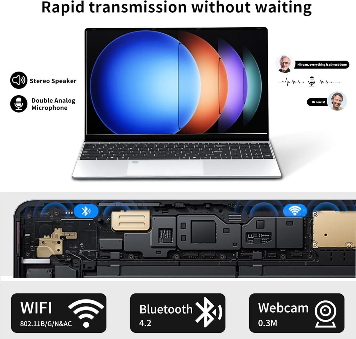 ⁦لابتوب العاب N5095 بشاشة 15.6 انش وذاكرة RAM 16GB وSSD 512GB للالعاب و180 زاوية فتح وبصمة اصبع وكيبورد باضاءة خلفية 1920X1080 IPS ميني HDMI واي فاي 5 للطلاب والاعمال⁩ - الصورة ⁦5⁩