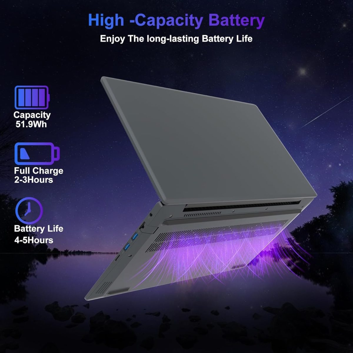 ⁦لابتوب 14.1 انش، معالج كور i7 (حتى 2.7GHz)، لاب توب للطلاب 8GB DDR3 256GB SSD، لابتوب FHD IPS واي فاي 5 بلوتوث 4.2 USB 3.0 × 3 منافذ ايثرنت ×1 منفذ HDMI ×1 فتحة SD ×1 مقبس صوت⁩ - الصورة ⁦5⁩