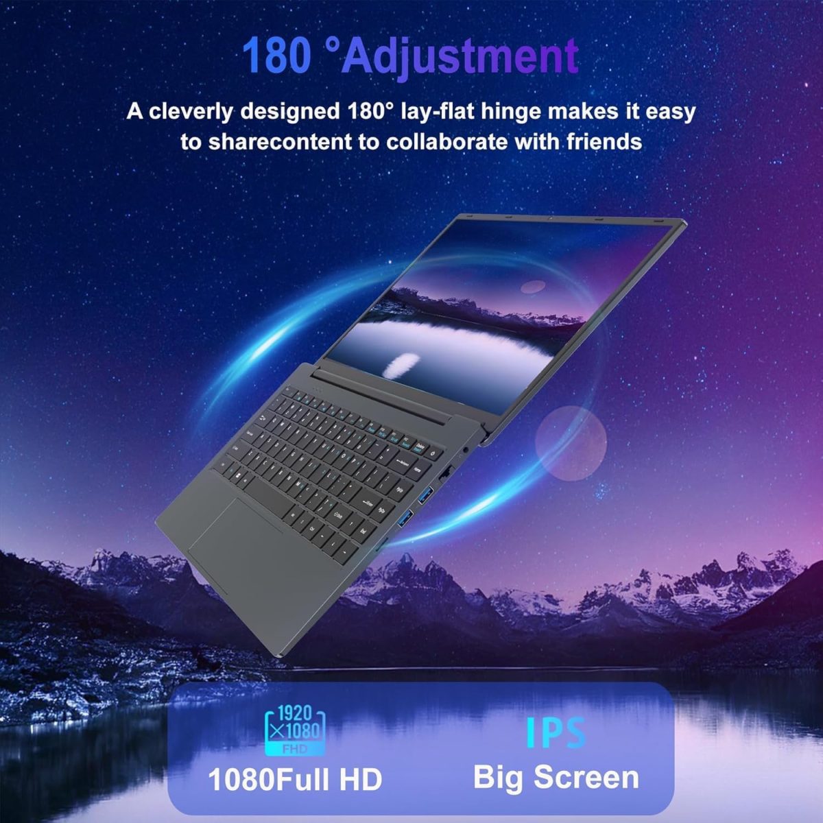 ⁦لابتوب 14.1 انش، معالج كور i7 (حتى 2.7GHz)، لاب توب للطلاب 8GB DDR3 256GB SSD، لابتوب FHD IPS واي فاي 5 بلوتوث 4.2 USB 3.0 × 3 منافذ ايثرنت ×1 منفذ HDMI ×1 فتحة SD ×1 مقبس صوت⁩ - الصورة ⁦4⁩