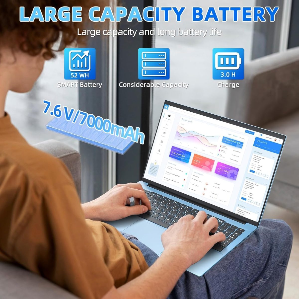 ⁦لابتوب ناكلود بذاكرة RAM 20GB و128GB EMMC+1024GB SSD قابل للتوسيع 4TB، 15.6 انش، واي فاي 6، سيليرون N5095 رباعي النواة، زاوية مفتوحة 180 درجة، 11 هوم، USB 3.2، HDMI، نوع C، 7000mAh (رمادي)⁩ - الصورة ⁦5⁩
