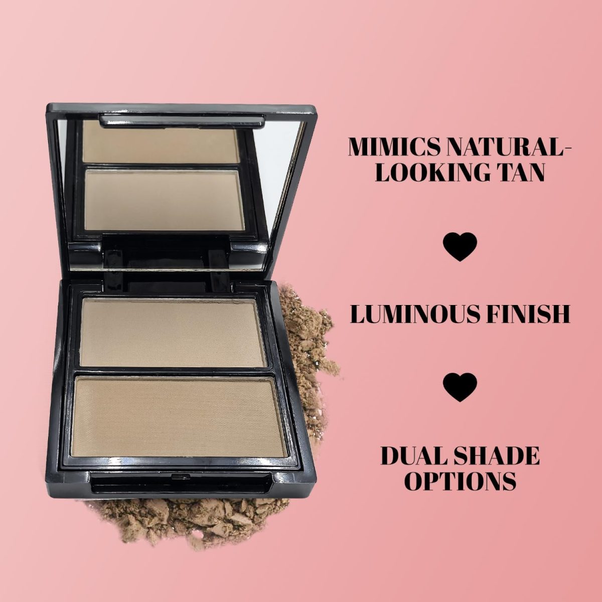 ⁦Baked Bronzer Powder, Longwear Face Makeup for Contours Cheeks, Cruelty-Free, Matte Finish, Buildable Coverage, 2 Blendable Shades⁩ - الصورة ⁦3⁩