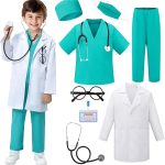 زي طبيب للاطفال من 3 كلوك للبنات والاولاد، 8 قطع من ملابس اللعب التظاهري والتنكر للاطفال، ازياء للبنات مجموعة الطبيب مع اكسسوارات، للاطفال الصغار بعمر 3-12 سنة