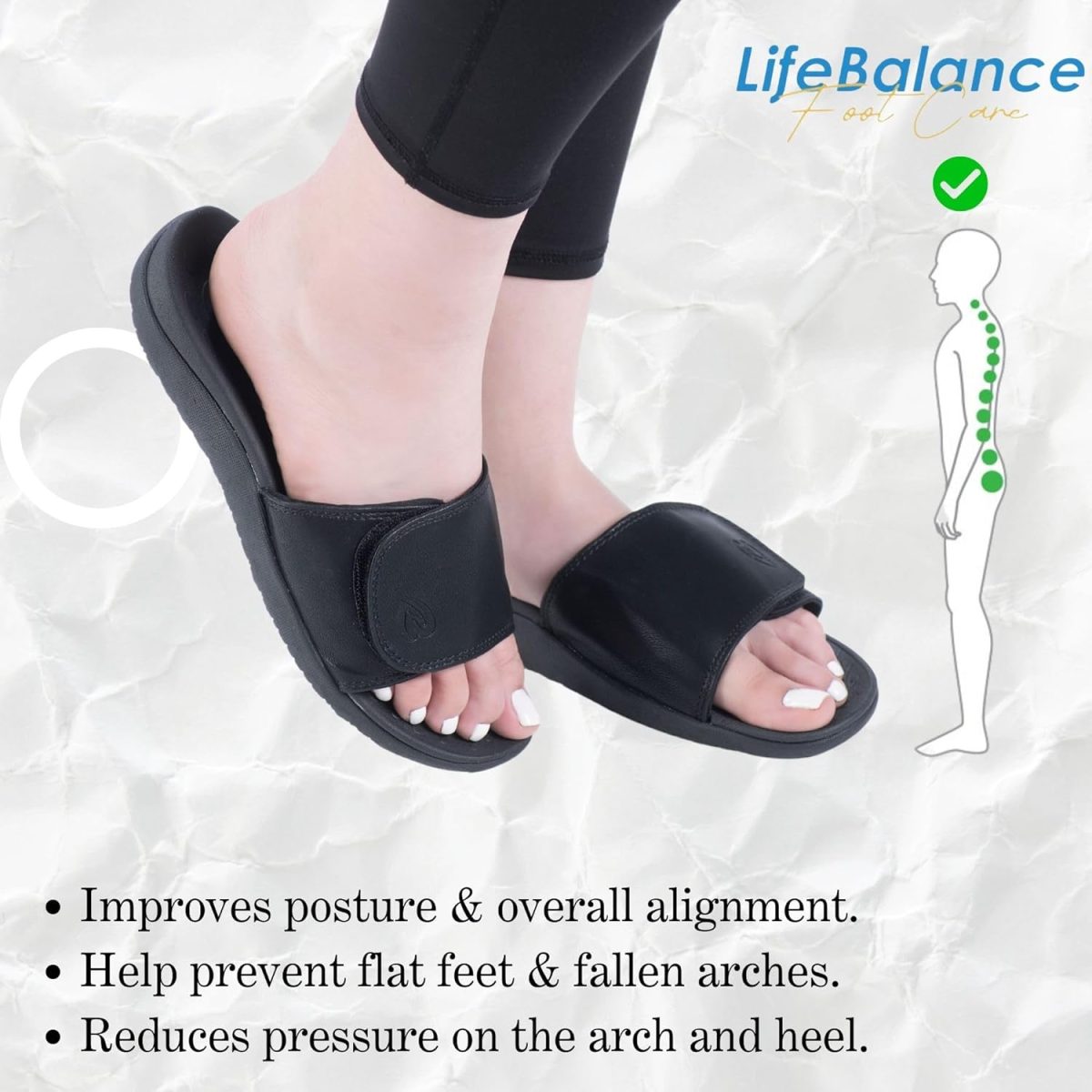 ⁦Lifebalance Plantar Fasciitis Feet Arch Support Slippers for Men | Reduce Foot & Heel Pain and Improve Posture | Mens Slippers⁩ - الصورة ⁦4⁩