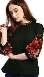 ريتراس بلوزة مطرزة بقصة عادية للنساء