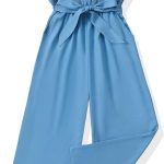 جمبسوت للبنات من سودلون، ملابس عصرية مكشكشة بدون اكمام بارجل واسعة وحزام رومبير صيفي مع جيوب