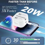 ⁦محول طاقة USB نوع سي بقدرة 20 واط معتمد من ابل【معتمد من ابل】شاحن سريع 20 واط بي دي لايفون وايباد، محول سفر نوع سي شاحن ايفون⁩ - الصورة ⁦5⁩