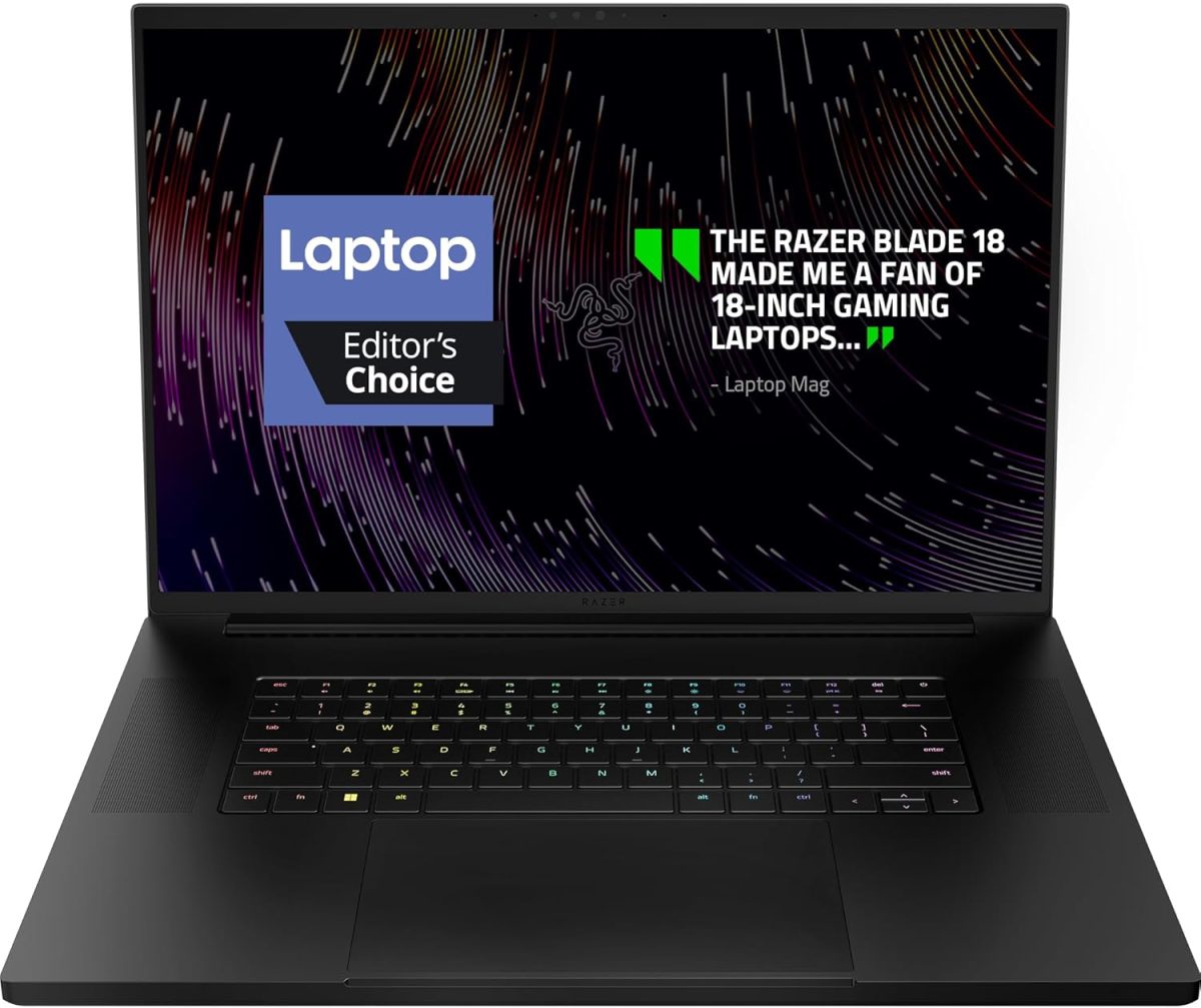 ريزر لابتوب العاب بليد 18: انفيديا جيفورس RTX 4090-معالج انتل 24 كور i9 HX الجيل 13 - 18 انش QHD+ 240Hz - RAM 32GB - SSD 2TB - الومنيوم سي ان سي - شاحن جان مدمج - ويندوز 11 - كروما RGB