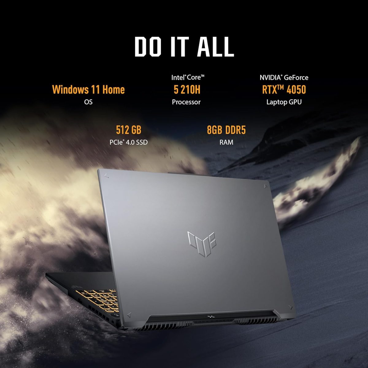 ⁦اسس لابتوب العاب تي يو اف F16 (2024) بشاشة 16 انش FHD+ 144Hz IPS مستوى 16:10، معالج انتل كور™ 5 210H، انفيديا جيفورس RTX™ 4050، 8GB DDR5، 512GB PCIe الجيل الرابع SSD، واي فاي 6، ويندوز 11 هوم⁩ - الصورة ⁦3⁩