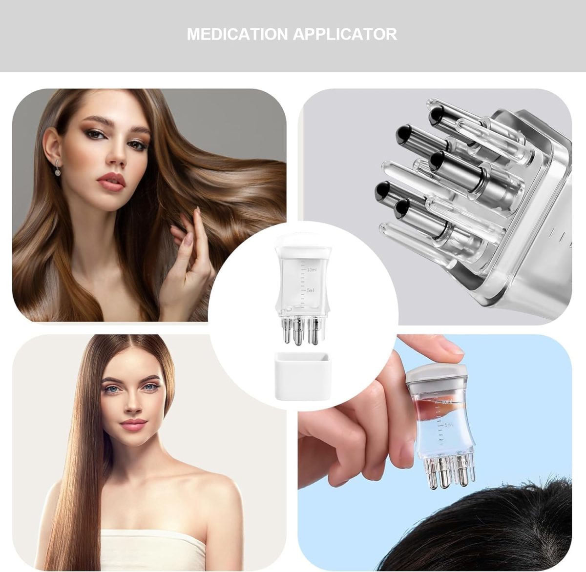 ⁦اداة توزيع زيت الشعر من قطعتين، اداة توزيع زيت الشعر لتدليك فروة الرأس، زجاجة توزيع مشط للجذور، موزع زيت شعر محمول للعناية بفروة الرأس، تفريغ سائل سلس، اداة وضع مشط فروة الرأس⁩ - الصورة ⁦2⁩