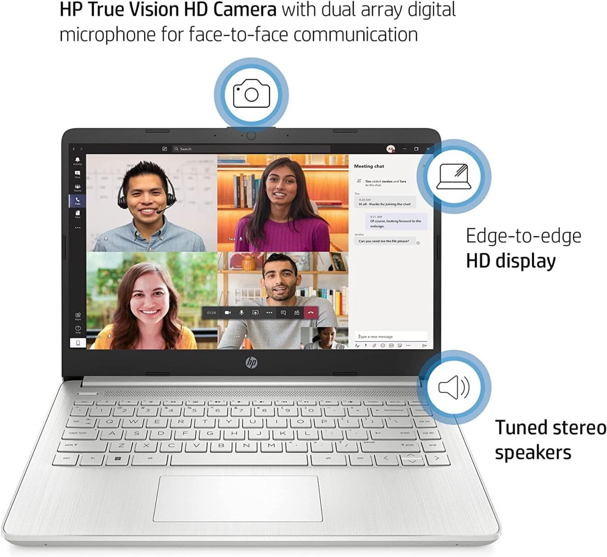 ⁦HP احدث لابتوب 14 انش HD للاعمال رباعي النواة i5-1135G7 (حتى 4.2GHz افضل من i7-1060G7) وRAM 16GB وSSD PCIe 1TB وبطاقة عرض مرئي ايرس Xe وكاميرا ويب وواي فاي وبلوتوث وويندوز 11 هوم مع ملحقات جي ام⁩ - الصورة ⁦5⁩