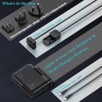 ⁦تايمريال محطة شحن سريع للسفر 140 واط جان 3 نوع C و3 USB، قابس قابل للفصل للسفر الدولي الولايات المتحدة/المملكة المتحدة/الاتحاد الأوروبي، شحن للابتوب والتابلت والهاتف الذكي، شاشة LED، كابل تمديد 1.5⁩ - الصورة ⁦2⁩