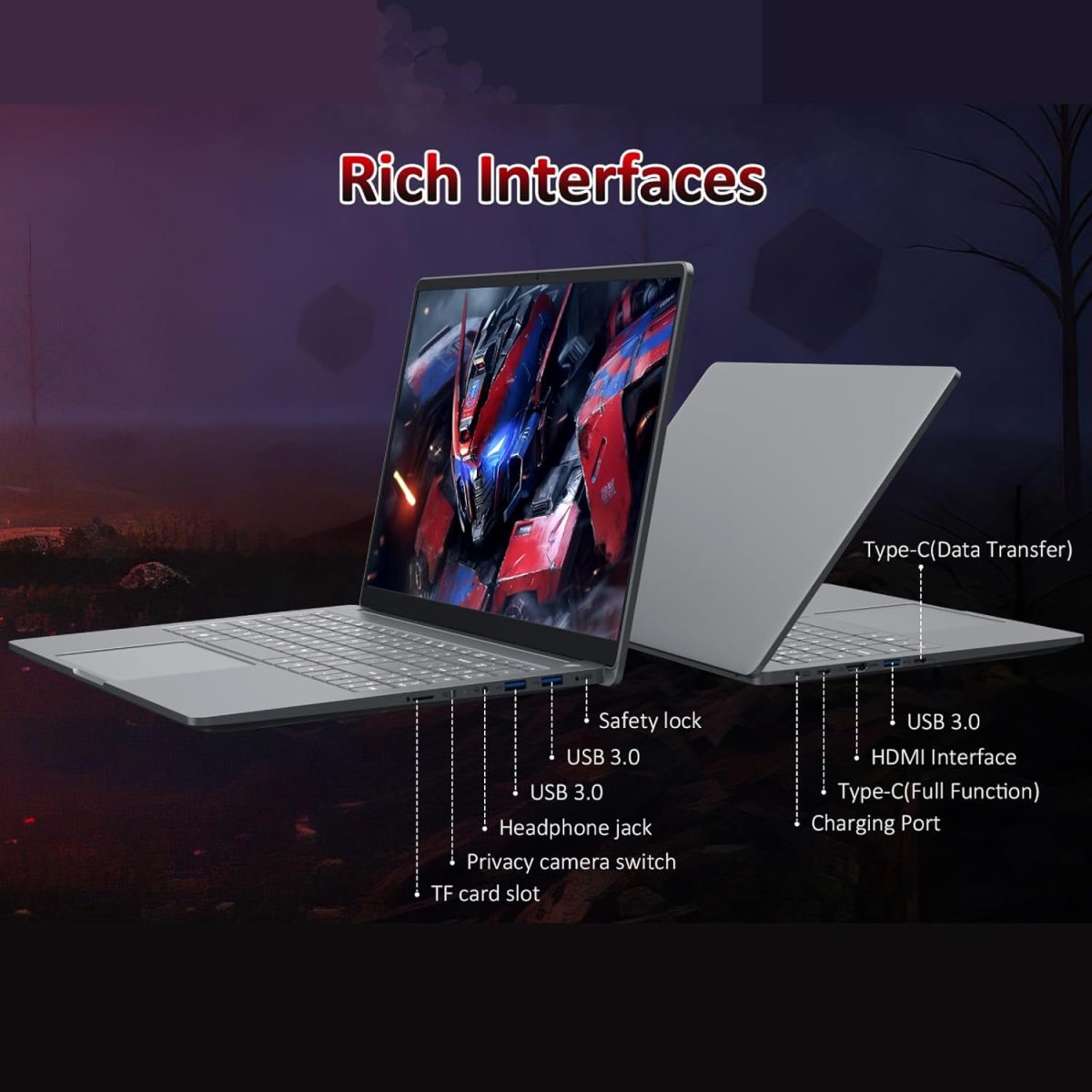 ⁦لابتوب العاب FHD 15.6 انش بمعالج AMD رايزن 9 6900HX (8/16، حتى 4.9GHz)، ذاكرة RAM DDR5 32GB، ذاكرة مستديمة SSD 1TB، ويندوز 11 برو، كيبورد باضاءة خلفية، كاميرا خصوصية، USB-C، قارئ بصمات اصابع، اداء⁩ - الصورة ⁦6⁩