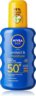 NIVEA SUN Protect & Moisture Sun Spray SPF 50+ (200ml) Moisturising Suncream Spray with SPF 50+ Advanced Sunscreen Providing Immediate Effective UVA + UVB Protection