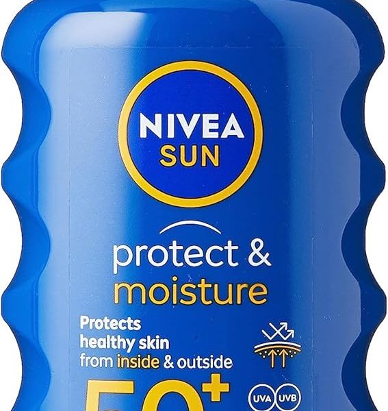 NIVEA SUN Protect & Moisture Sun Spray SPF 50+ (200ml) Moisturising Suncream Spray with SPF 50+ Advanced Sunscreen Providing Immediate Effective UVA + UVB Protection
