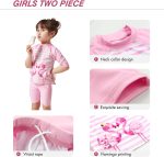 Julysand Toddler Girls Rash Guard Sets 3D Flamingo Swimsuit Pink Striped Two Piece Modest Swimwear Sun Protection Suit