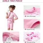 Julysand Toddler Girls Rash Guard Sets 3D Flamingo Swimsuit Pink Striped Two Piece Modest Swimwear Sun Protection Suit