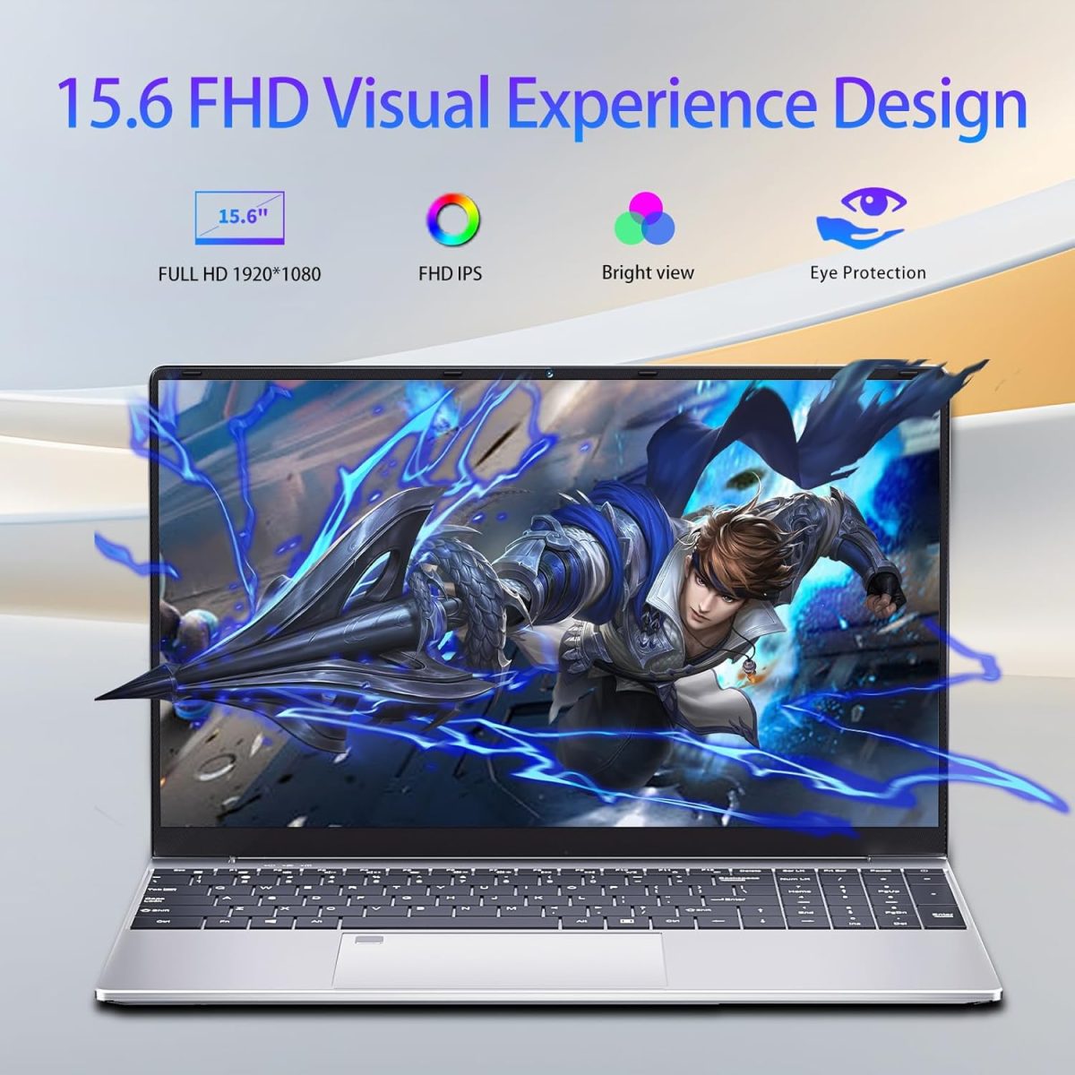 ⁦Gaming Laptop,15.6 Inch FHD IPS 1920x1080 ,Student Business Laptop 12th Gen N95 Processor(Up to 3.4GHz),16GB RAM 1TB SSD ,Supports 180 Angle Opening Backlit Keyboard Fingerprint Unlock Win 11 Pro⁩ - الصورة ⁦3⁩