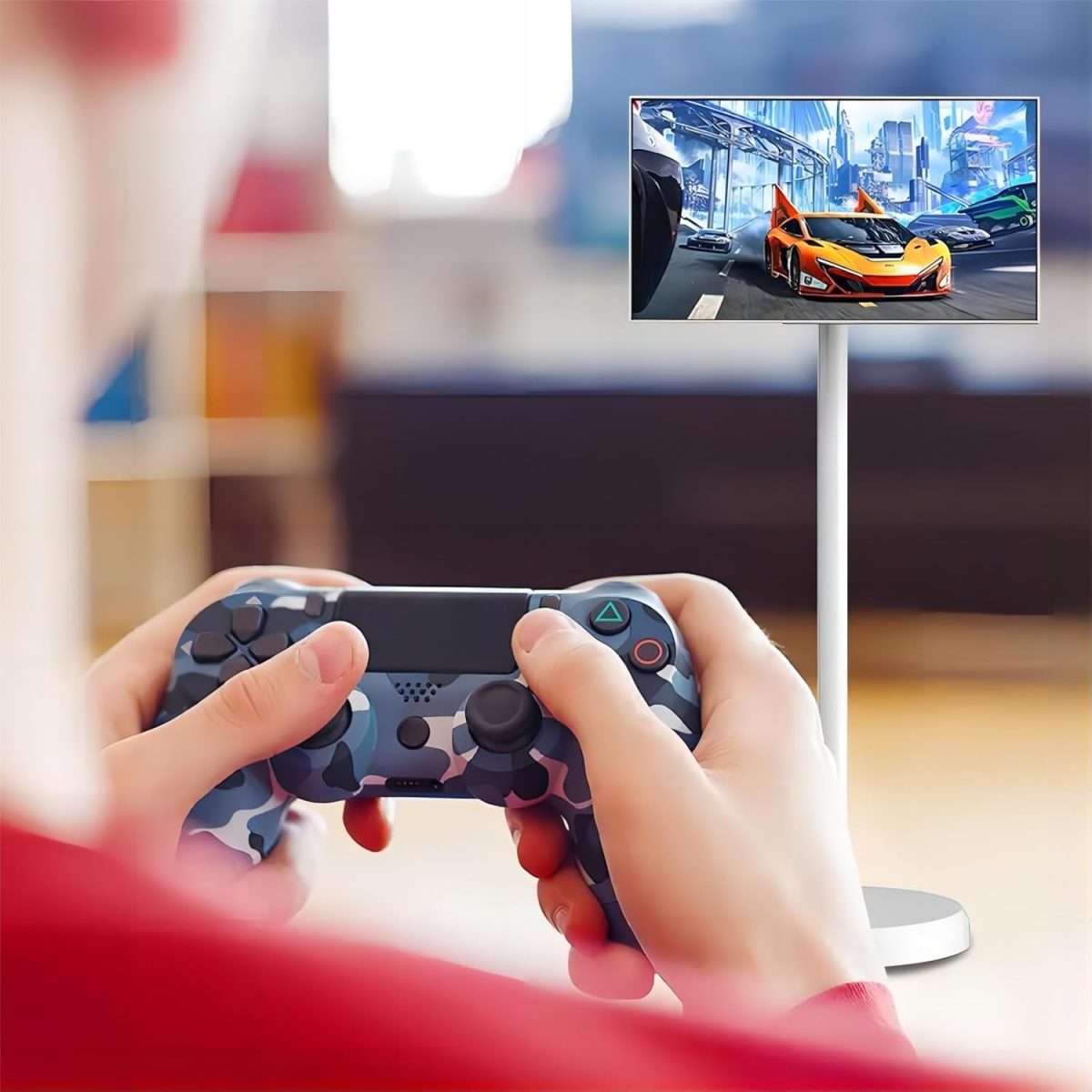 ⁦شاشة داخلية 21 بوصة، لوحة لمس ذكية محمولة، شاشات تلفزيون UHD 4K مع حامل جوال، رافع، دوران حر، بطارية مدمجة وحركة كاملة + متجر بلاي ستور⁩ - الصورة ⁦2⁩