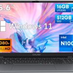 تشو وي لابتوب جيمي بوك بلس 15.6 انش، 512GB SSD 16GB LPDDR5، انتل N100 (حتى 3.4GHz، TDP 15W)، ويندوز 11، 1TB SSD اكسبند، IPS FHD 1920×1080، HDMI، واي فاي 6، بلوتوث 5.2، USB 3.0، كاميرا ويب