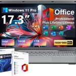 لابتوب 2025 17 17.3 انش HD+ للطلاب والاعمال، 16GB DDR5 RAM، 1TB SSD، انتل رباعي النواة N100 (يتفوق على i3-1115G4، حتى 3.4GHz)، كيبورد باضاءة خلفية، بصمة اصبع، نوع C، مايكروسوفت اوفيس، ويندوز 11 برو