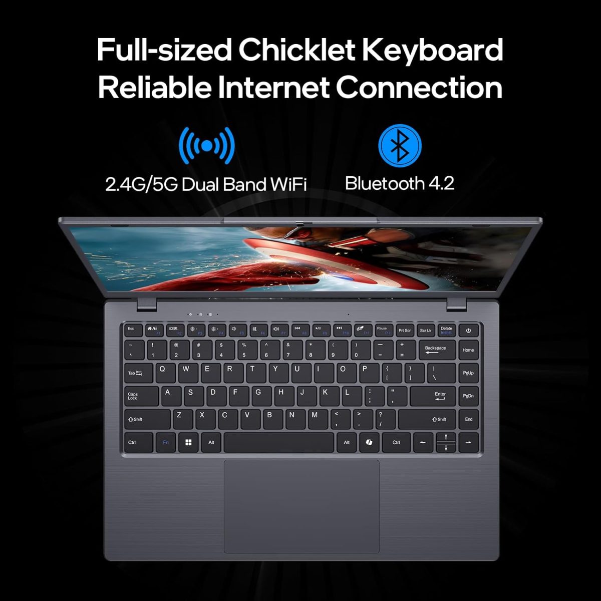⁦UOWAMOU 14" Laptop Windows 11 Pro - Intel N5095 Quad-Core, 8GB RAM 128GB SSD, WiFi 5/Bluetooth 5.0, Webcam Privacy Cover, Preloaded Office 2024 - Ultra-Portable⁩ - الصورة ⁦6⁩