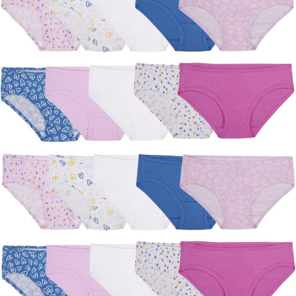 Fruit of the Loom Girls' Cotton Hipster Underwear Hipster Panties (pack of 20)