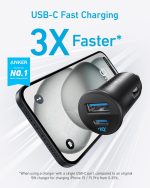 ⁦شاحن سيارة USB-C من انكر بقدرة 30 واط بمنفذين من النوع سي، شاحن سيارة ايفون مع باور اي كيو 3.0 لايفون 16/15/14/13/12 سلسلة سامسونج جالكسي S23/S22/S21 وايباد برو وايربودز وهواوي والمزيد⁩ - الصورة ⁦2⁩